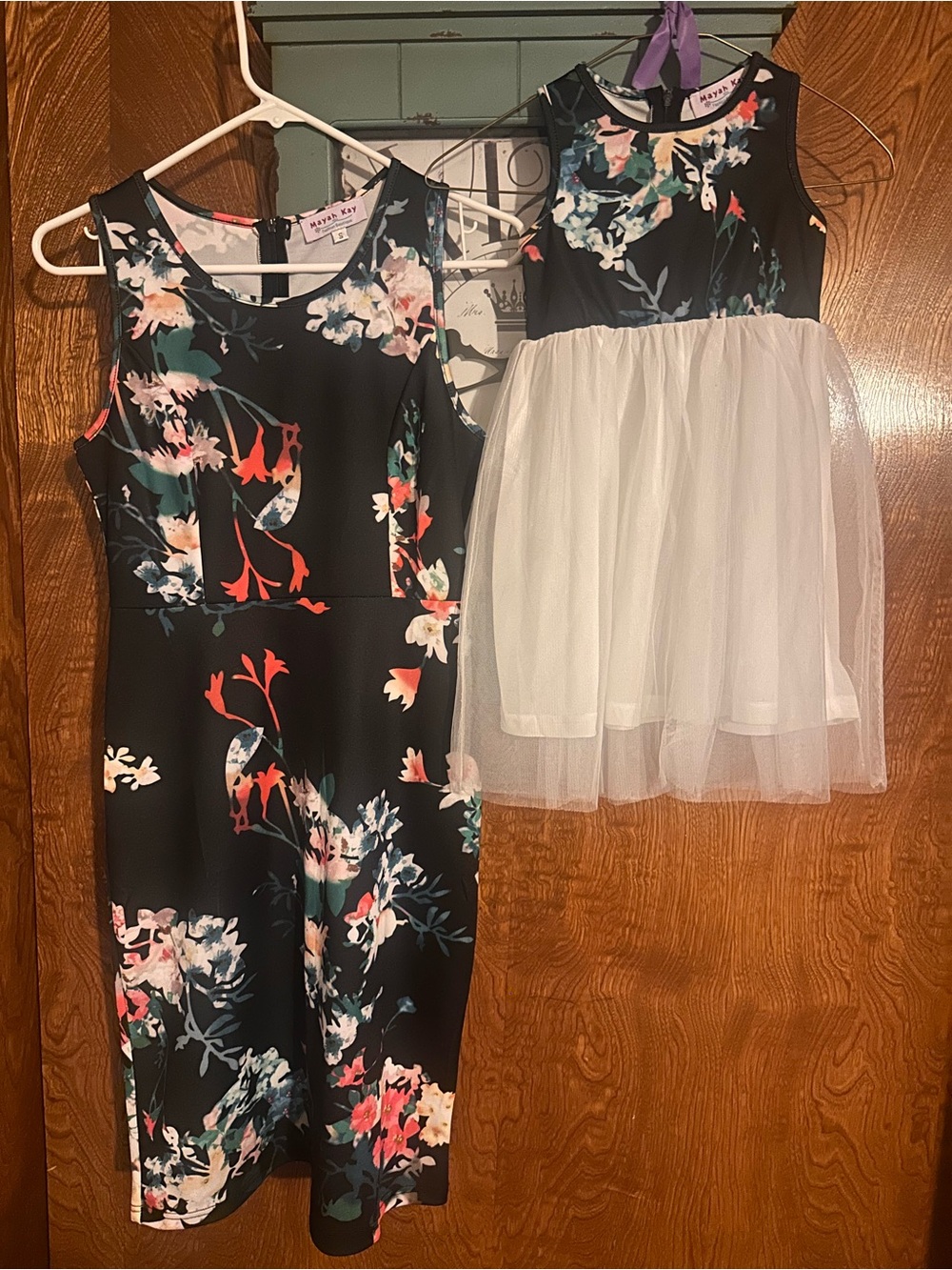Matching Floral Navy and White Girls' Dress Set